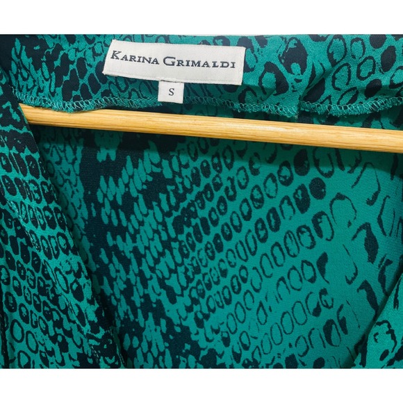 Karina Grimaldi Mini‎ Dress Snake Print Long Sleeve Green Size S - Picture 2 of 3